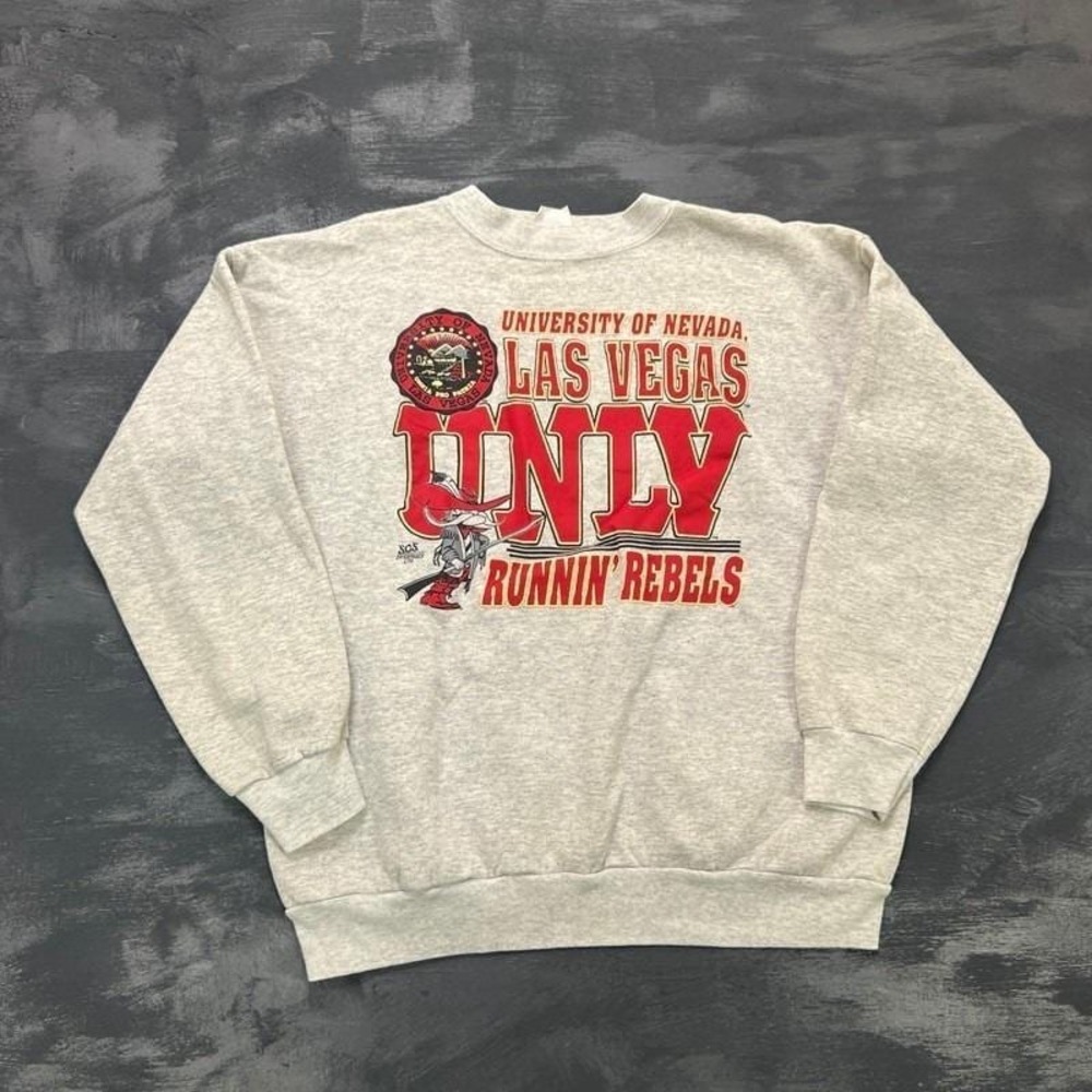 Vintage‎ University Of Las Vegas Rebels Sweatshirt Mens Medium Gray 1980s